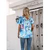 imageDisamer Summer Tops for Women 2025 Trendy Boho Floral Tank House Short Sleeve Shirts Loose Fit Casual Dressy Basic TeeFlower Dye Blue
