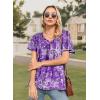 imageDisamer Summer Tops for Women 2025 Trendy Boho Floral Tank House Short Sleeve Shirts Loose Fit Casual Dressy Basic TeeFlower Dye Purple