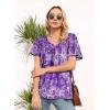 imageDisamer Summer Tops for Women 2025 Trendy Boho Floral Tank House Short Sleeve Shirts Loose Fit Casual Dressy Basic TeeFlower Dye Purple