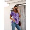 imageDisamer Summer Tops for Women 2025 Trendy Boho Floral Tank House Short Sleeve Shirts Loose Fit Casual Dressy Basic TeeFlower Dye Purple
