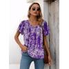 imageDisamer Summer Tops for Women 2025 Trendy Boho Floral Tank House Short Sleeve Shirts Loose Fit Casual Dressy Basic TeeFlower Dye Purple