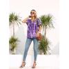imageDisamer Summer Tops for Women 2025 Trendy Boho Floral Tank House Short Sleeve Shirts Loose Fit Casual Dressy Basic TeeFlower Dye Purple