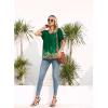 imageDisamer Summer Tops for Women 2025 Trendy Boho Floral Tank House Short Sleeve Shirts Loose Fit Casual Dressy Basic TeeFlower Feather Green