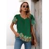 imageDisamer Summer Tops for Women 2025 Trendy Boho Floral Tank House Short Sleeve Shirts Loose Fit Casual Dressy Basic TeeFlower Feather Green
