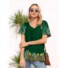 imageDisamer Summer Tops for Women 2025 Trendy Boho Floral Tank House Short Sleeve Shirts Loose Fit Casual Dressy Basic TeeFlower Feather Green