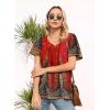 imageDisamer Summer Tops for Women 2025 Trendy Boho Floral Tank House Short Sleeve Shirts Loose Fit Casual Dressy Basic TeeFlower Feather Red