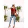 imageDisamer Summer Tops for Women 2025 Trendy Boho Floral Tank House Short Sleeve Shirts Loose Fit Casual Dressy Basic TeeFlower Feather Red