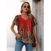 imageDisamer Summer Tops for Women 2025 Trendy Boho Floral Tank House Short Sleeve Shirts Loose Fit Casual Dressy Basic TeeFlower Feather Red