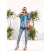 imageDisamer Summer Tops for Women 2025 Trendy Boho Floral Tank House Short Sleeve Shirts Loose Fit Casual Dressy Basic TeeFlower Wallpaper Blue