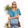 imageDisamer Summer Tops for Women 2025 Trendy Boho Floral Tank House Short Sleeve Shirts Loose Fit Casual Dressy Basic TeeFlower Wallpaper Blue
