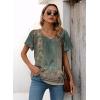 imageDisamer Summer Tops for Women 2025 Trendy Boho Floral Tank House Short Sleeve Shirts Loose Fit Casual Dressy Basic TeeFlower Wallpaper Green