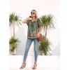 imageDisamer Summer Tops for Women 2025 Trendy Boho Floral Tank House Short Sleeve Shirts Loose Fit Casual Dressy Basic TeeFlower Wallpaper Green
