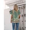 imageDisamer Summer Tops for Women 2025 Trendy Boho Floral Tank House Short Sleeve Shirts Loose Fit Casual Dressy Basic TeeFlower Wallpaper Green