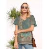 imageDisamer Summer Tops for Women 2025 Trendy Boho Floral Tank House Short Sleeve Shirts Loose Fit Casual Dressy Basic TeeFlower Wallpaper Green