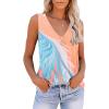 imageDisamer Summer Tank Tops for Women 2025 Trendy Spring Fashion Cute Printed Loose Fit Workout V Neck Sleeveless ShirtsDye Sea Foam