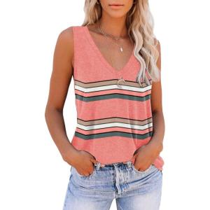 imageDisamer Summer Tank Tops for Women 2025 Trendy Spring Fashion Cute Printed Loose Fit Workout V Neck Sleeveless ShirtsColor Pink