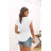 imageDisamer Summer Cap Sleeve Tank Tops for Women Trendy 2025 Loose Fit Basic Solid Color V Neck Short Sleeve ShirtsA Pure White