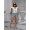 imageDisamer Summer Cap Sleeve Tank Tops for Women Trendy 2025 Loose Fit Basic Solid Color V Neck Short Sleeve ShirtsFlower Leaf