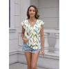 imageDisamer Summer Cap Sleeve Tank Tops for Women Trendy 2025 Loose Fit Basic Solid Color V Neck Short Sleeve ShirtsFlower Leaf
