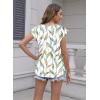 imageDisamer Summer Cap Sleeve Tank Tops for Women Trendy 2025 Loose Fit Basic Solid Color V Neck Short Sleeve ShirtsFlower Leaf