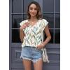 imageDisamer Summer Cap Sleeve Tank Tops for Women Trendy 2025 Loose Fit Basic Solid Color V Neck Short Sleeve ShirtsFlower Leaf