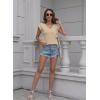 imageDisamer Summer Cap Sleeve Tank Tops for Women Trendy 2025 Loose Fit Basic Solid Color V Neck Short Sleeve ShirtsLiu a Apricot