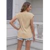 imageDisamer Summer Cap Sleeve Tank Tops for Women Trendy 2025 Loose Fit Basic Solid Color V Neck Short Sleeve ShirtsLiu a Apricot