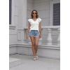 imageDisamer Summer Cap Sleeve Tank Tops for Women Trendy 2025 Loose Fit Basic Solid Color V Neck Short Sleeve ShirtsLiu a White