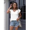 imageDisamer Summer Cap Sleeve Tank Tops for Women Trendy 2025 Loose Fit Basic Solid Color V Neck Short Sleeve ShirtsLiu a White
