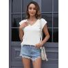 imageDisamer Summer Cap Sleeve Tank Tops for Women Trendy 2025 Loose Fit Basic Solid Color V Neck Short Sleeve ShirtsLiu a White
