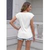 imageDisamer Summer Cap Sleeve Tank Tops for Women Trendy 2025 Loose Fit Basic Solid Color V Neck Short Sleeve ShirtsLiu a White