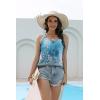 imageDisamer Tank Tops for Women 2025 Vacation Summer Spring Outfits Lace V Neck Button Down Loose Fit Sleeveless T ShirtsFloral Blue