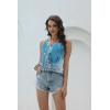 imageDisamer Tank Tops for Women 2025 Vacation Summer Spring Outfits Lace V Neck Button Down Loose Fit Sleeveless T ShirtsFloral Blue