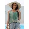 imageDisamer Tank Tops for Women 2025 Vacation Summer Spring Outfits Lace V Neck Button Down Loose Fit Sleeveless T ShirtsFloral Green