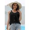 imageDisamer Tank Tops for Women 2025 Vacation Summer Spring Outfits Lace V Neck Button Down Loose Fit Sleeveless T ShirtsLace Black