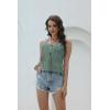 imageDisamer Tank Tops for Women 2025 Vacation Summer Spring Outfits Lace V Neck Button Down Loose Fit Sleeveless T ShirtsLace Green