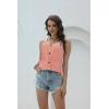imageDisamer Tank Tops for Women 2025 Vacation Summer Spring Outfits Lace V Neck Button Down Loose Fit Sleeveless T ShirtsLace Orange