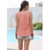 imageDisamer Tank Tops for Women 2025 Vacation Summer Spring Outfits Lace V Neck Button Down Loose Fit Sleeveless T ShirtsLace Orange