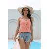 imageDisamer Tank Tops for Women 2025 Vacation Summer Spring Outfits Lace V Neck Button Down Loose Fit Sleeveless T ShirtsLace Orange