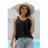 imageDisamer Tank Tops for Women 2025 Vacation Summer Spring Outfits Lace V Neck Button Down Loose Fit Sleeveless T ShirtsLiu Black