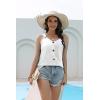 imageDisamer Tank Tops for Women 2025 Vacation Summer Spring Outfits Lace V Neck Button Down Loose Fit Sleeveless T ShirtsLiu White