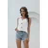 imageDisamer Tank Tops for Women 2025 Vacation Summer Spring Outfits Lace V Neck Button Down Loose Fit Sleeveless T ShirtsLiu White