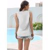 imageDisamer Tank Tops for Women 2025 Vacation Summer Spring Outfits Lace V Neck Button Down Loose Fit Sleeveless T ShirtsLiu White
