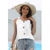 imageDisamer Tank Tops for Women 2025 Vacation Summer Spring Outfits Lace V Neck Button Down Loose Fit Sleeveless T ShirtsLiu White
