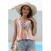 imageDisamer Tank Tops for Women 2025 Vacation Summer Spring Outfits Lace V Neck Button Down Loose Fit Sleeveless T ShirtsStriped Orange
