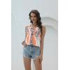 imageDisamer Tank Tops for Women 2025 Vacation Summer Spring Outfits Lace V Neck Button Down Loose Fit Sleeveless T ShirtsStriped Orange