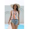 imageDisamer Tank Tops for Women 2025 Vacation Summer Spring Outfits Lace V Neck Button Down Loose Fit Sleeveless T ShirtsStriped Orange