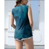 imageDisamer Womens Summer Tops 2025 Trendy Sleeveless TShirt Dressy Casual Cute Loose Fit Tank Lace V Neck Tunic BlouseFlower Deep Green