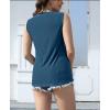 imageDisamer Womens Summer Tops 2025 Trendy Sleeveless TShirt Dressy Casual Cute Loose Fit Tank Lace V Neck Tunic BlouseLace Navy