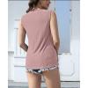 imageDisamer Womens Summer Tops 2025 Trendy Sleeveless TShirt Dressy Casual Cute Loose Fit Tank Lace V Neck Tunic BlouseLace Pink